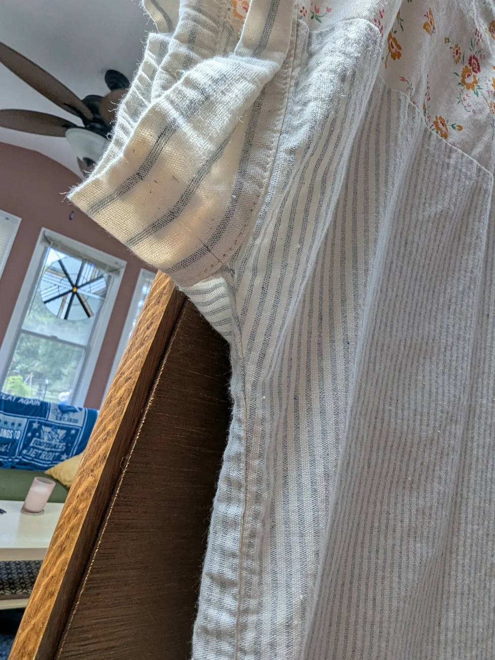 Striped Lightweight Cotton Top in Cream and Light Blue